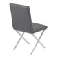 Benzara Gray Leatherette Dining Chair With Silver X Shaped Metal Legs Set of Two