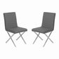 Benzara Gray Leatherette Dining Chair With Silver X Shaped Metal Legs Set of Two