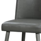 Benzara Gray Leatherette Dining Chair With Splayed Wooden Legs Set of Two