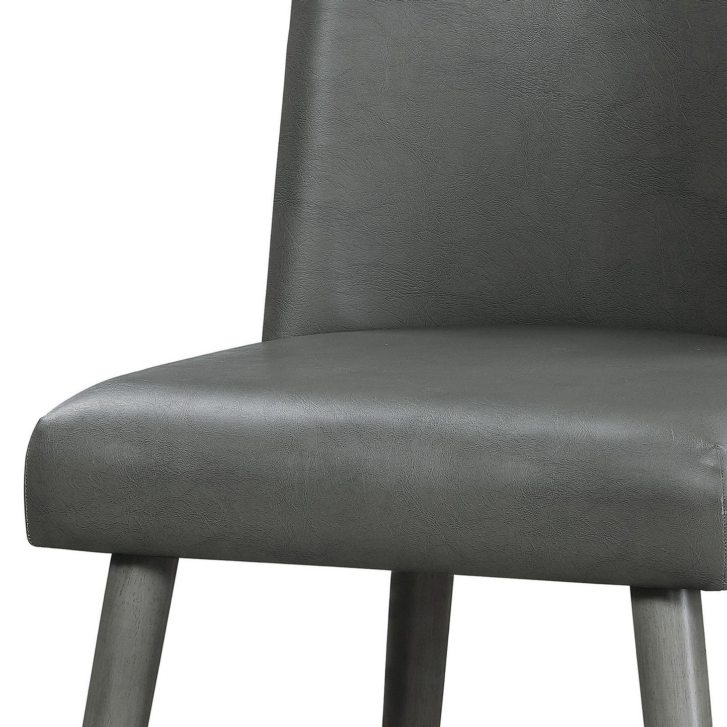 Benzara Gray Leatherette Dining Chair With Splayed Wooden Legs Set of Two