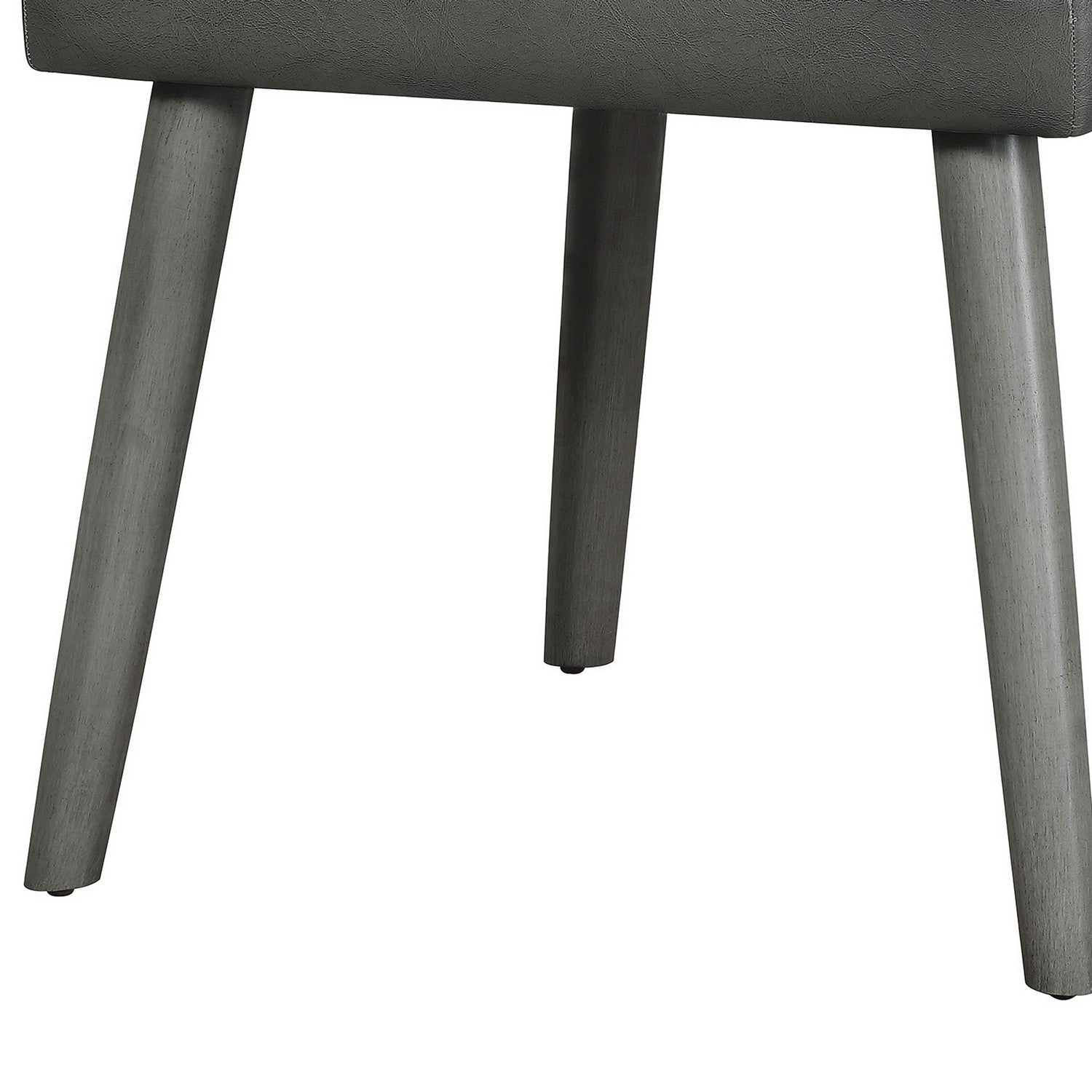 Benzara Gray Leatherette Dining Chair With Splayed Wooden Legs Set of Two