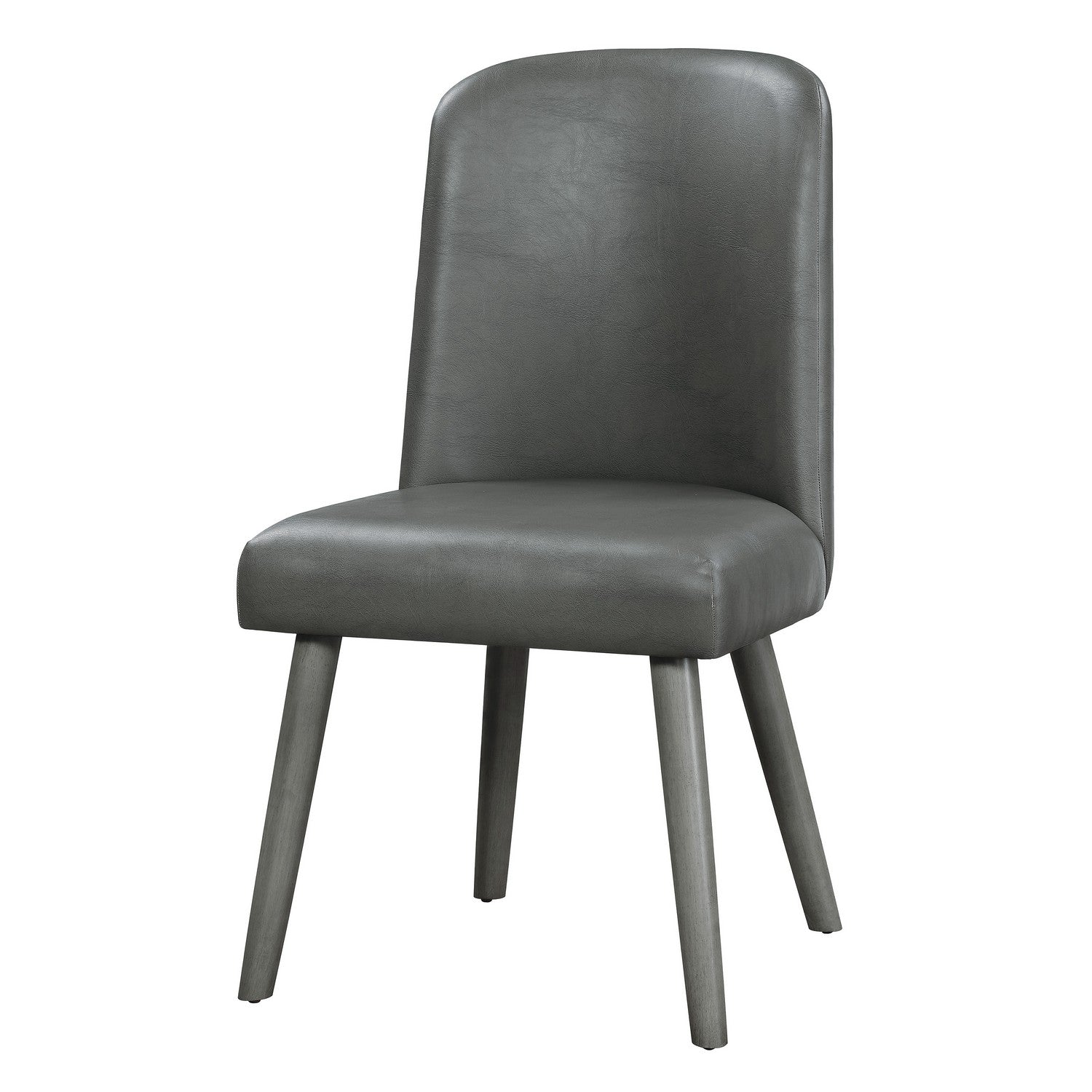 Benzara Gray Leatherette Dining Chair With Splayed Wooden Legs Set of Two