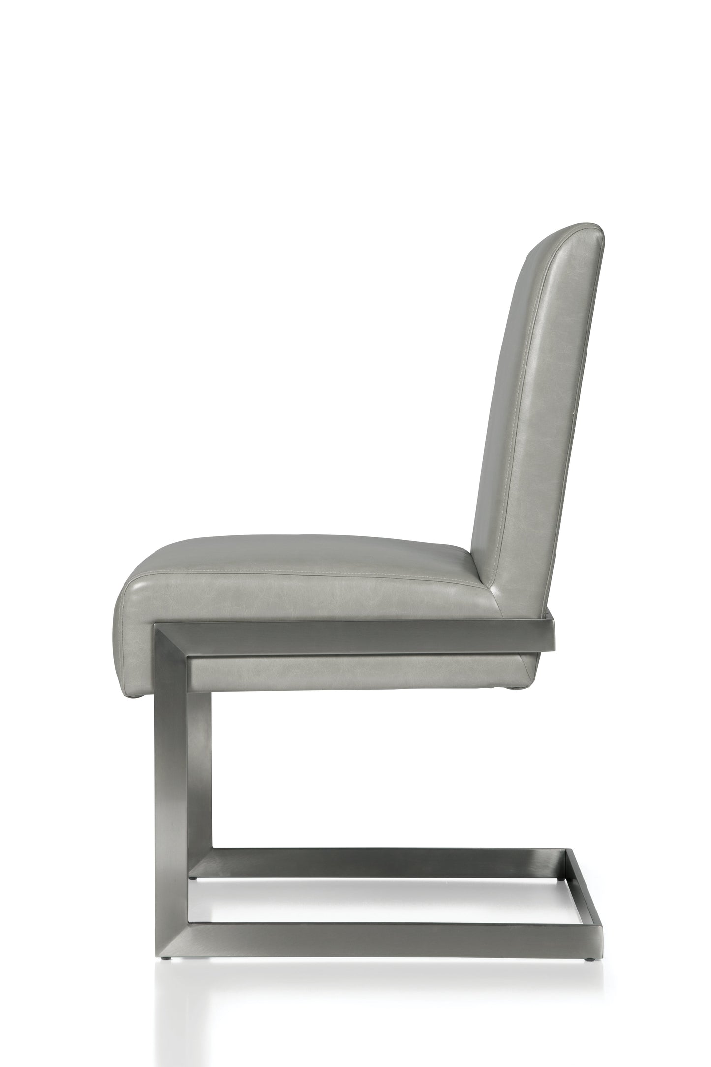 Benzara Gray Leatherette Upholstered Dining Chair With Cantilever Base