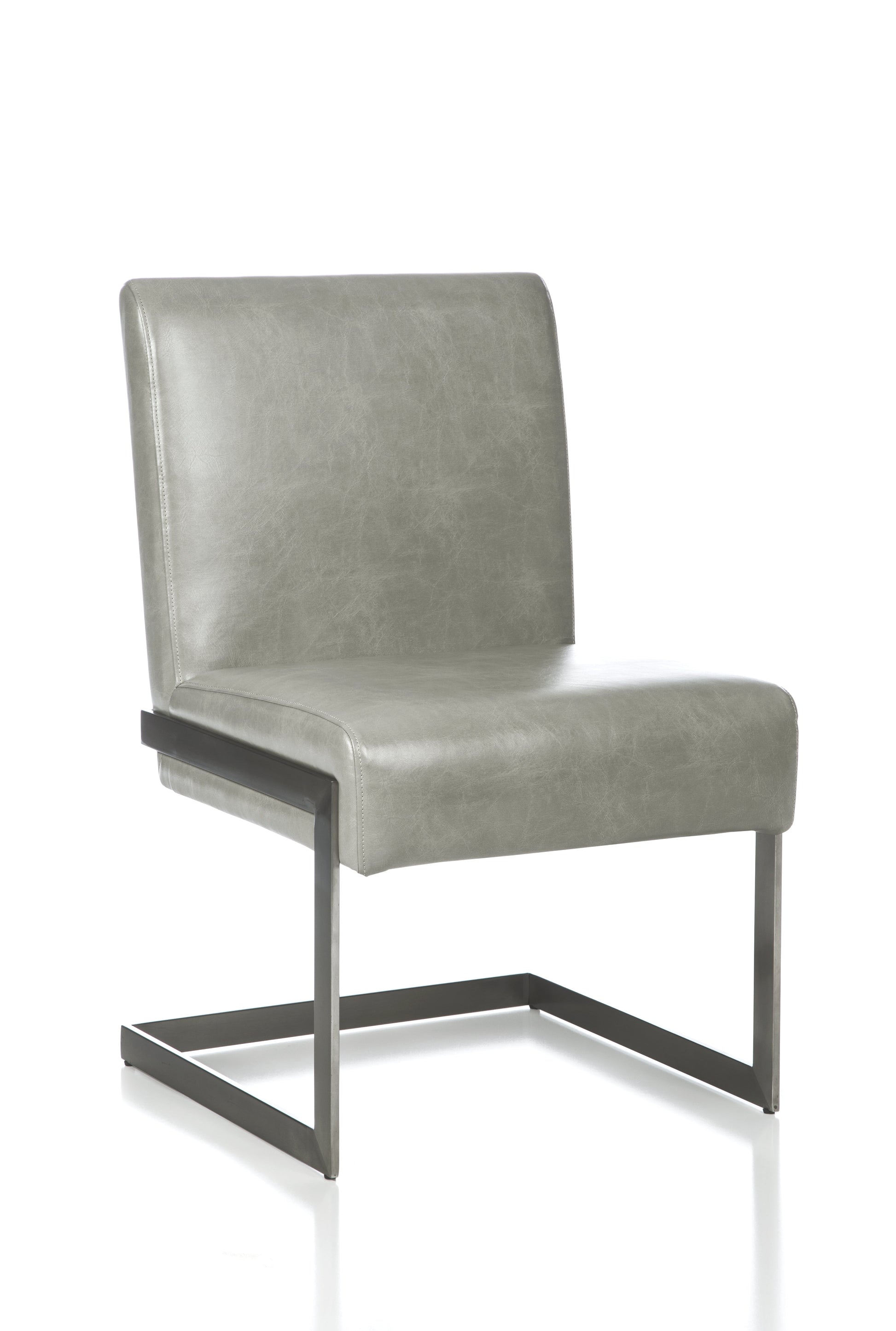 Benzara Gray Leatherette Upholstered Dining Chair With Cantilever Base