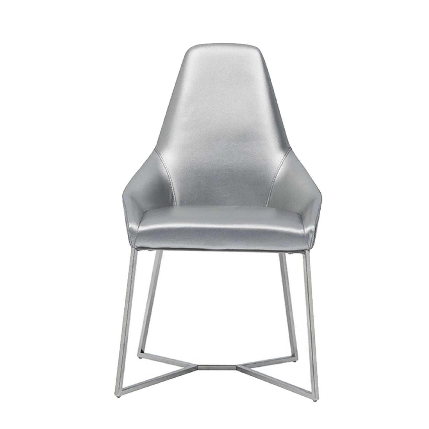 Benzara Gray Leatherette Upholstered Dining Chair With Metal Base Set of Two