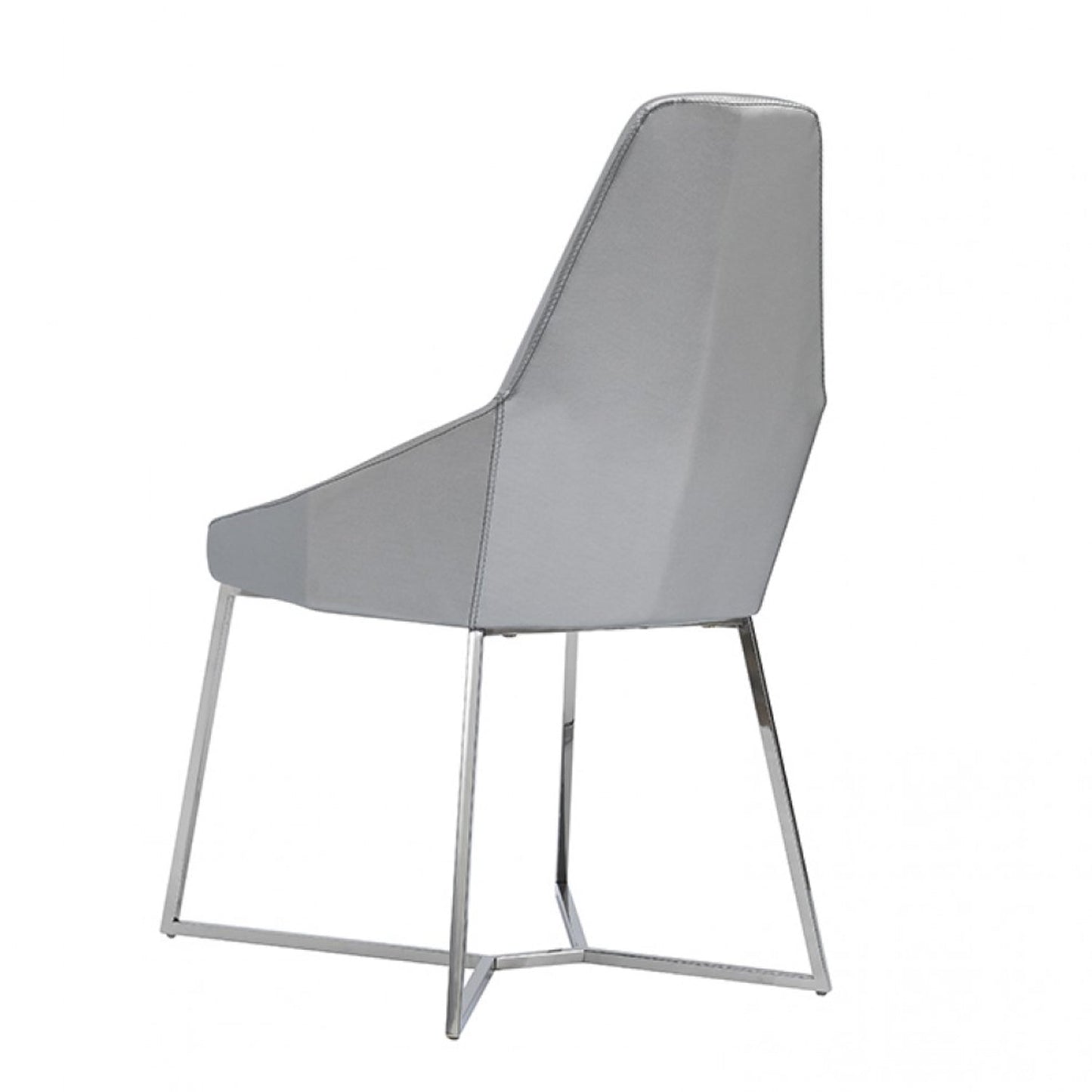 Benzara Gray Leatherette Upholstered Dining Chair With Metal Base Set of Two