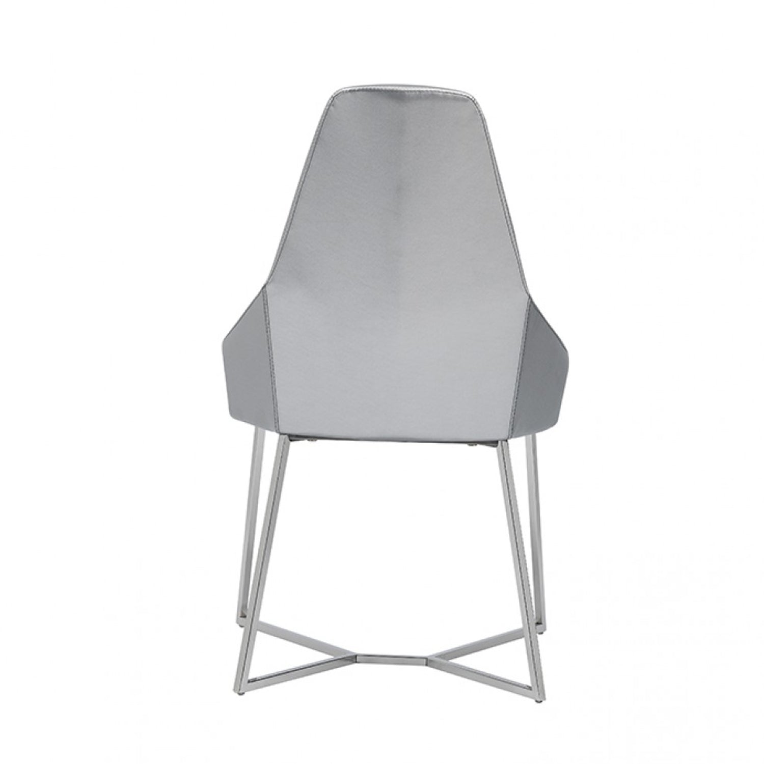 Benzara Gray Leatherette Upholstered Dining Chair With Metal Base Set of Two