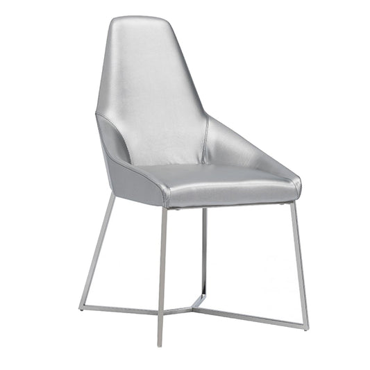 Benzara Gray Leatherette Upholstered Dining Chair With Metal Base Set of Two