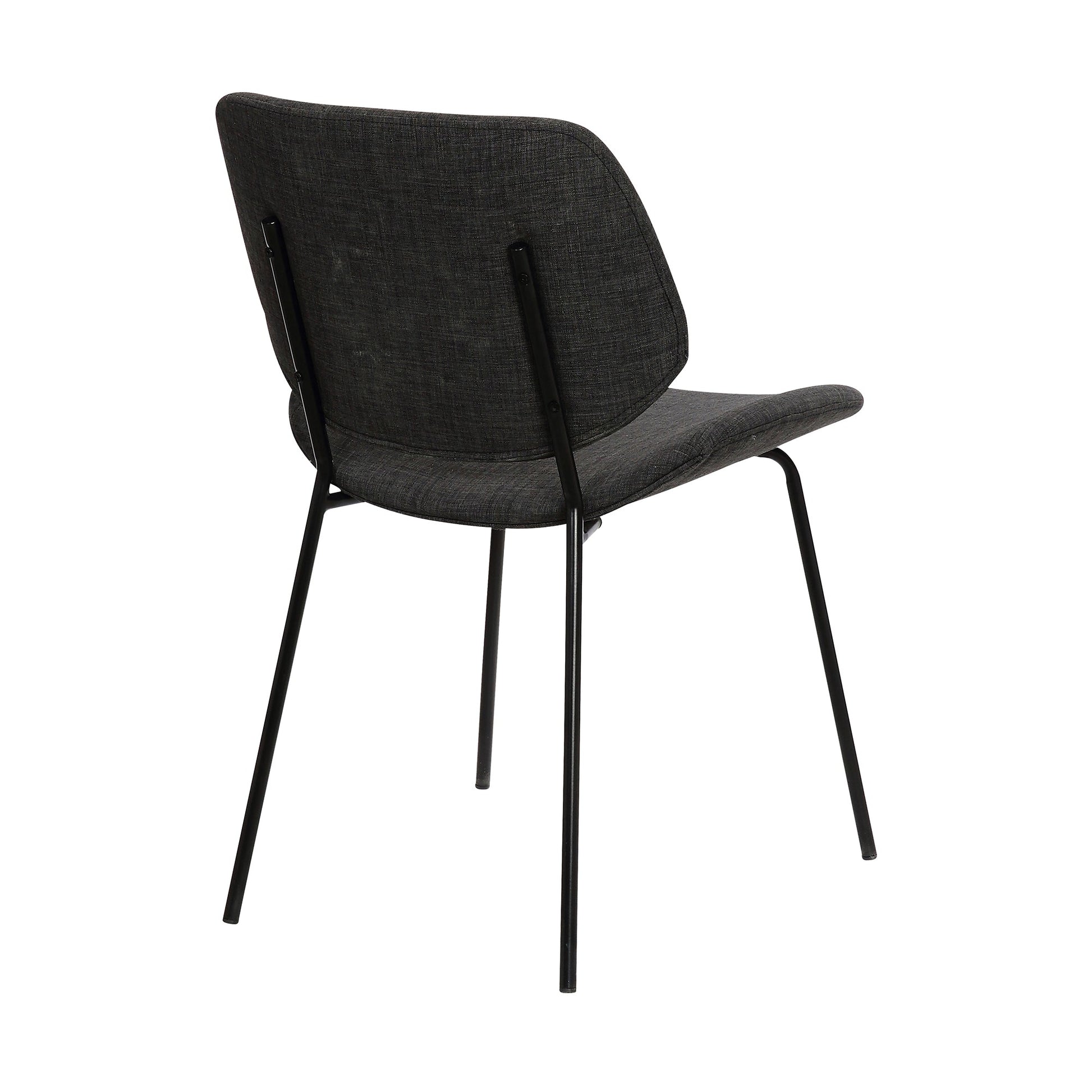 Benzara Gray Metal Dining Chair With Curved Fabric Seat and Backrest, Set of Two