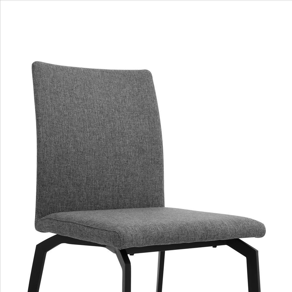 Benzara Gray Sleek Fabric Dining Chair With Diamond Stitching, Set of Two