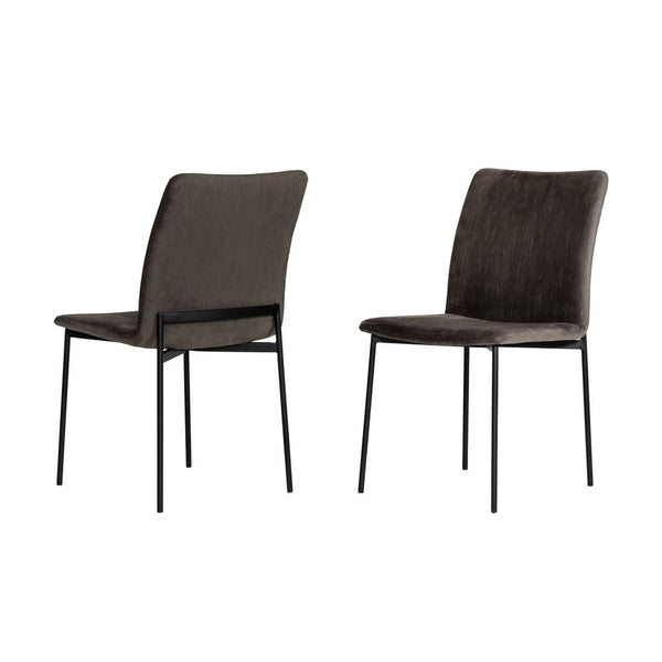 Benzara Gray Sleigh Design Fabric Dining Chair With Metal Legs Set of Two