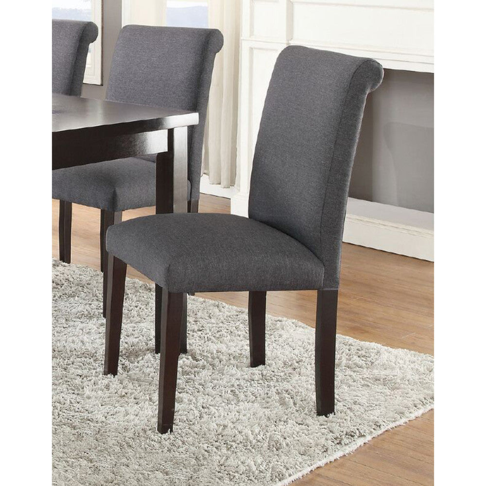 Benzara Gray Solid Wood Dining Chair With Gray Upholstery Set of Two