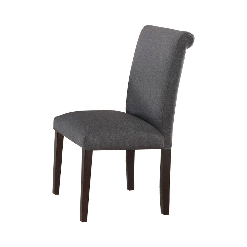 Benzara Gray Solid Wood Dining Chair With Gray Upholstery Set of Two