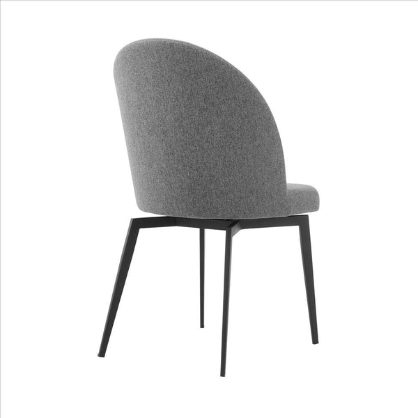 Benzara Gray Swivel Fabric Dining Chair With Curved Backrest Set of Two