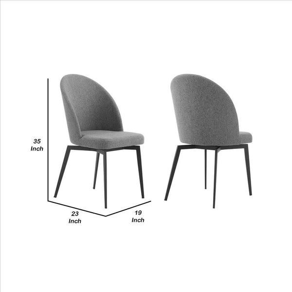 Benzara Gray Swivel Fabric Dining Chair With Curved Backrest Set of Two