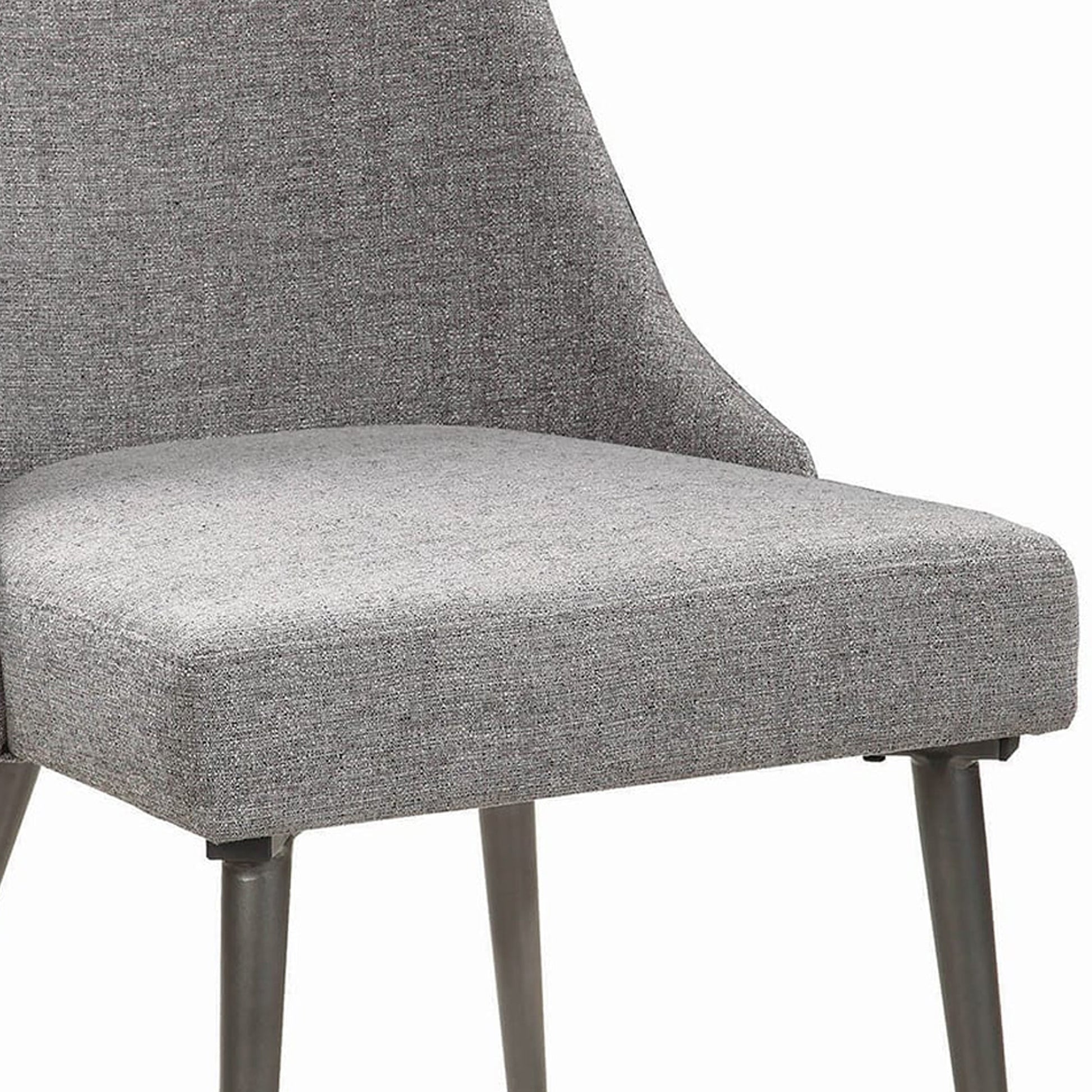 Benzara Gray Textured Fabric Upholstered Metal Frame Dining Chair Set of Two