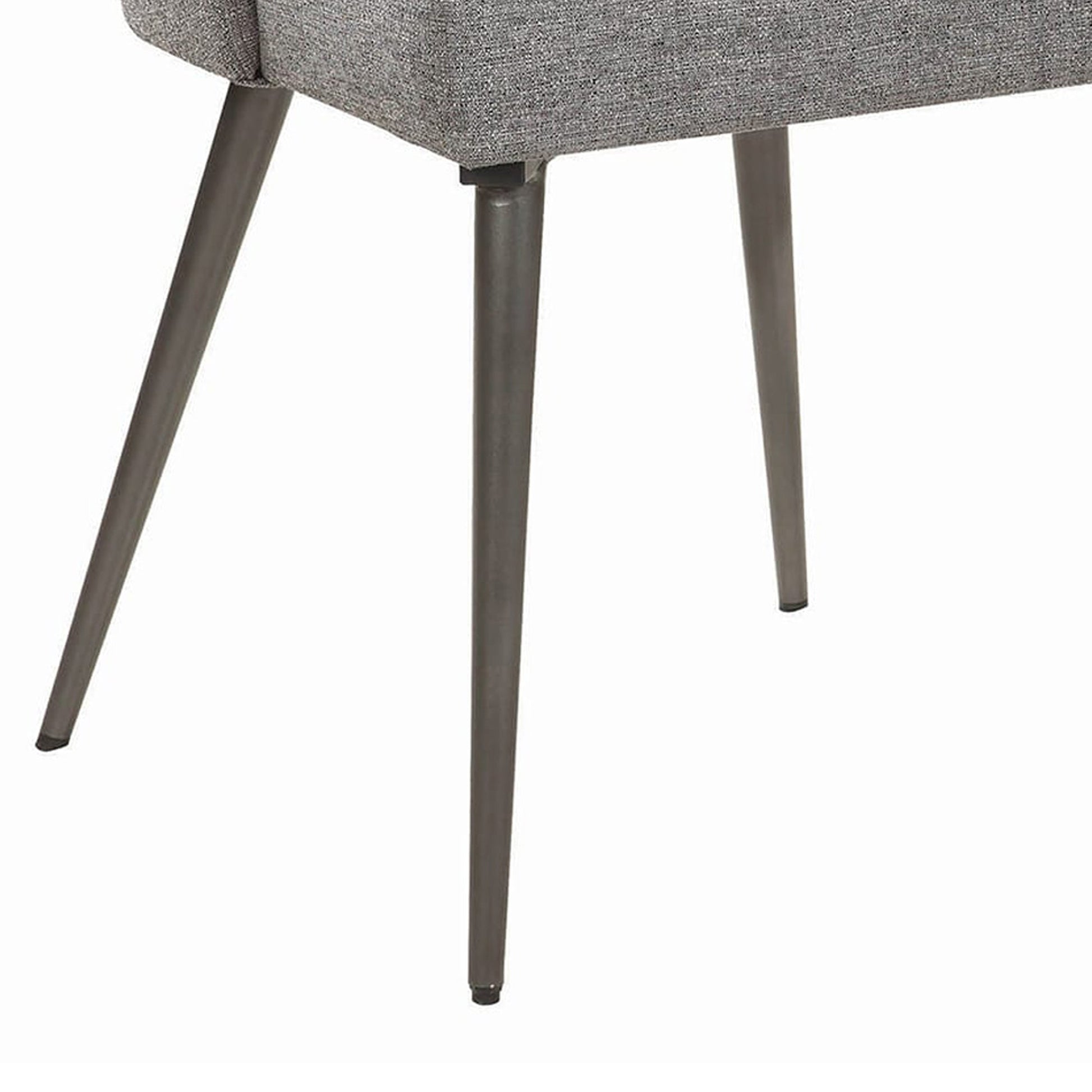 Benzara Gray Textured Fabric Upholstered Metal Frame Dining Chair Set of Two