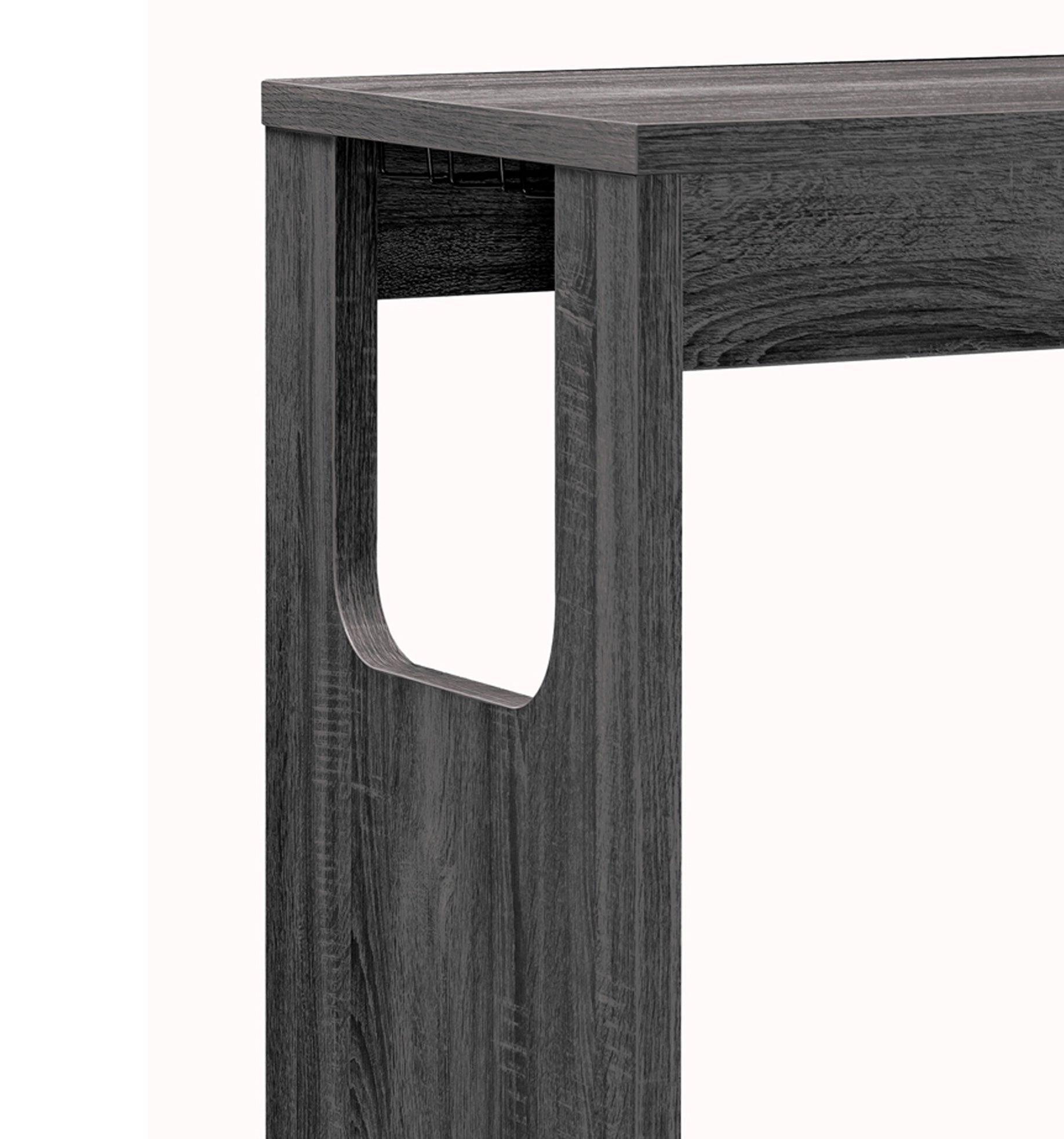 Benzara Gray Transitional Style Wooden Bar Table With 3 Tier Side Shelves