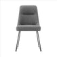 Benzara Gray Tufted Fabric Dining Chair With Black Metal Sled Base, Set of Two