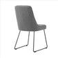 Benzara Gray Tufted Fabric Dining Chair With Black Metal Sled Base, Set of Two