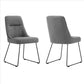 Benzara Gray Tufted Fabric Dining Chair With Black Metal Sled Base, Set of Two