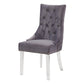 Benzara Gray Velvet Upholstered Button Tufted Dining Chair With Acrylic Legs