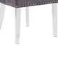 Benzara Gray Velvet Upholstered Button Tufted Dining Chair With Acrylic Legs