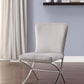 Benzara Gray Velvet Upholstered Metal Side Chairs With Silver X Style Base Set of Two