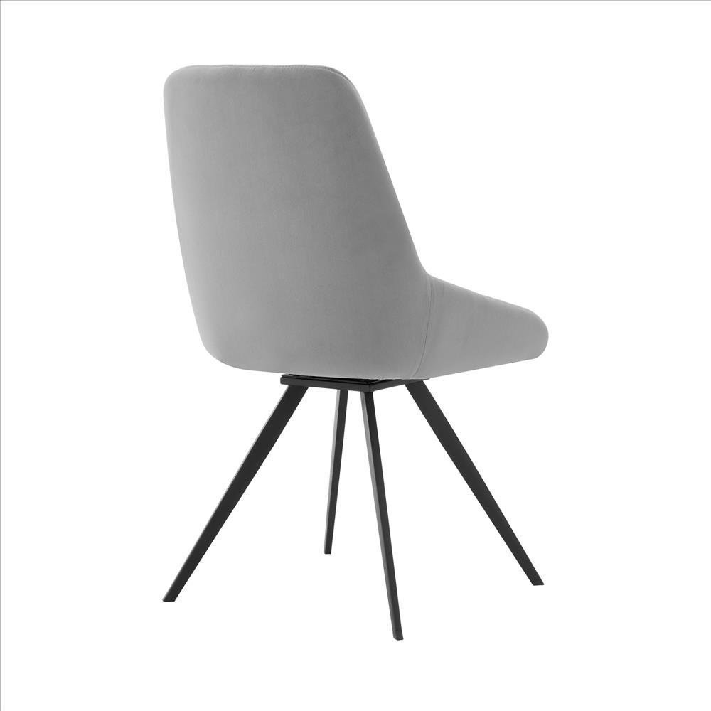 Benzara Gray Vertical Tufted Fabric Dining Chair With Angled Metal legs, Set of Two