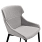 Benzara Gray Wing Back Fabric Dining Chair With Curved Seat Set of Two