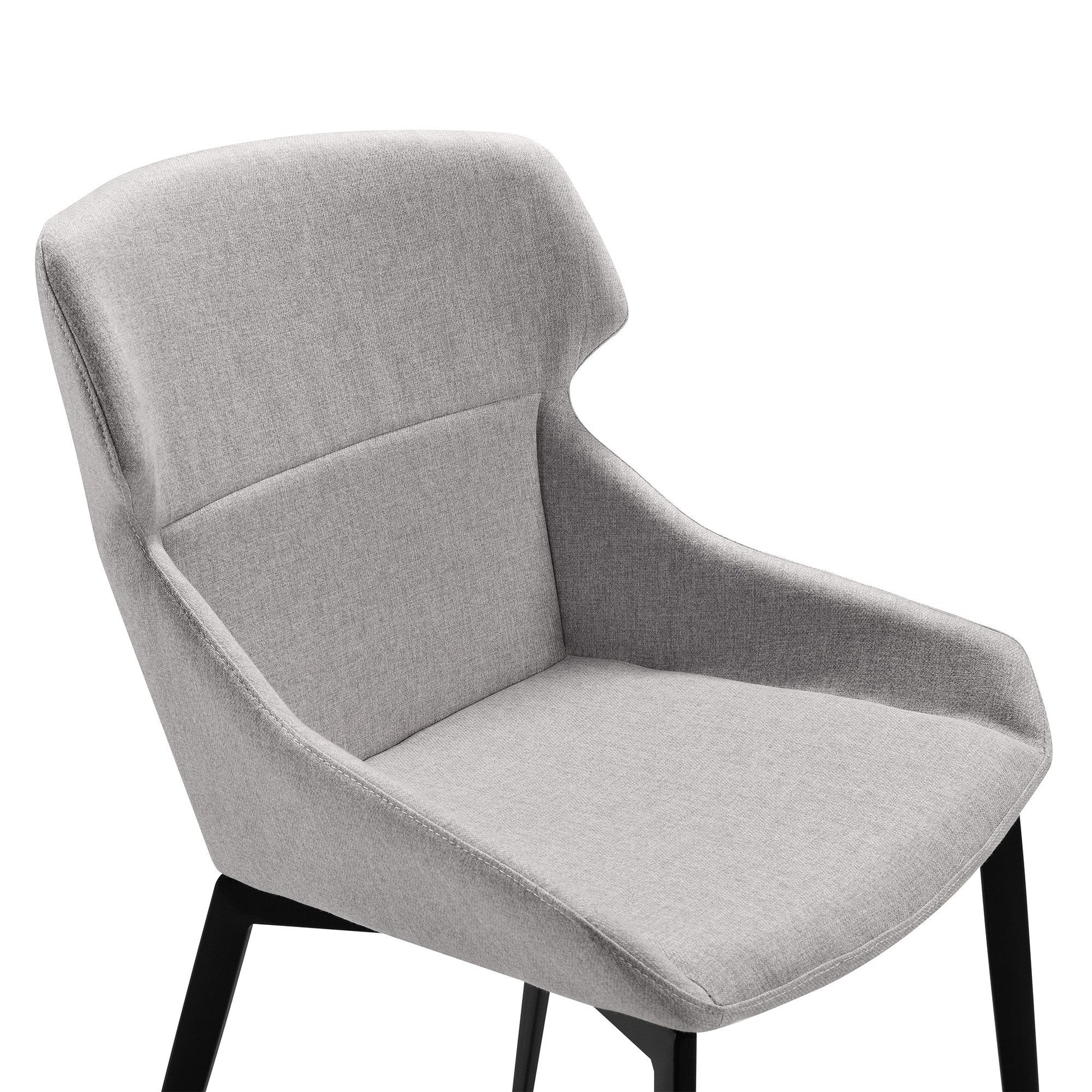 Benzara Gray Wing Back Fabric Dining Chair With Curved Seat Set of Two