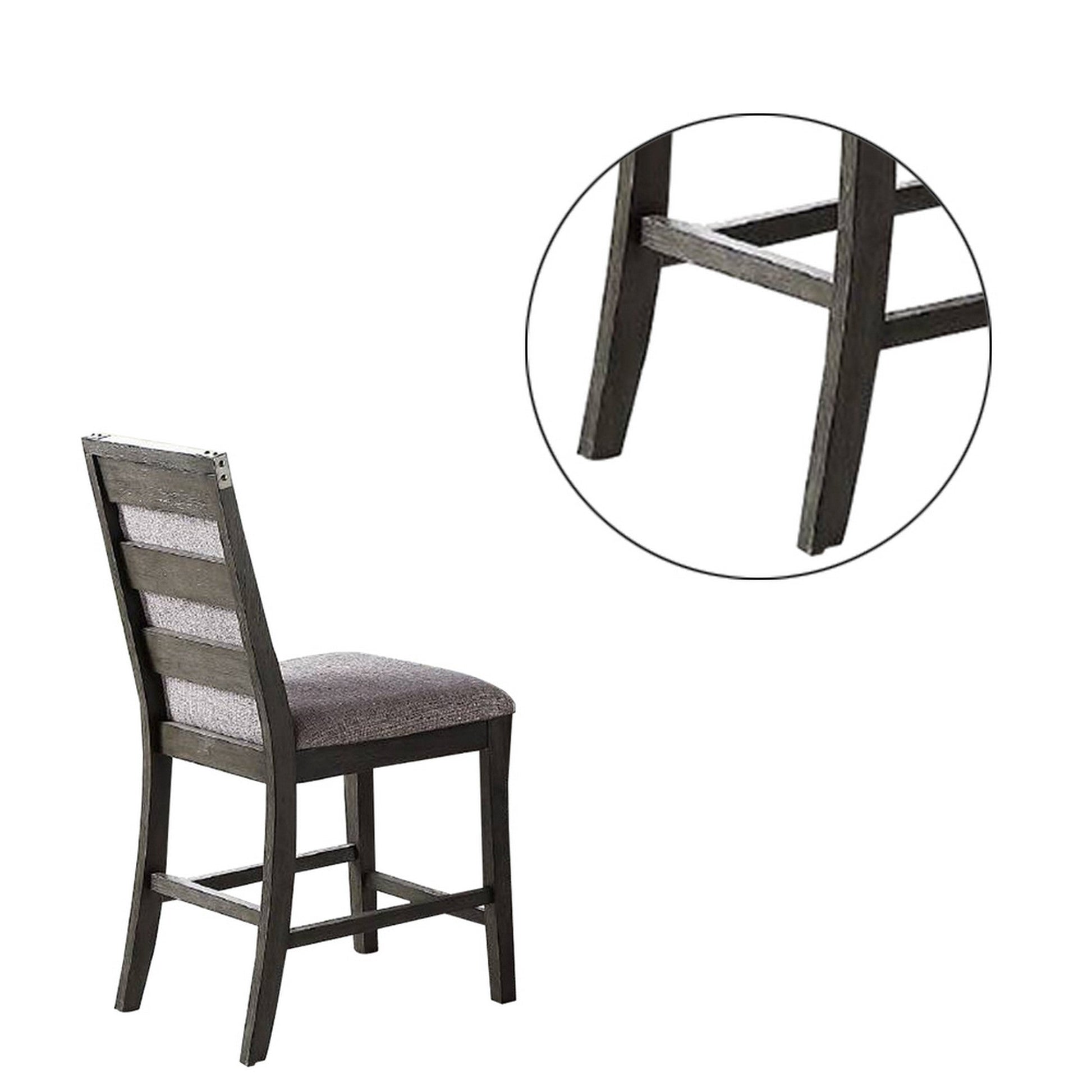 Benzara Gray Wooden High Chairs With Upholstered Seat And Backrest