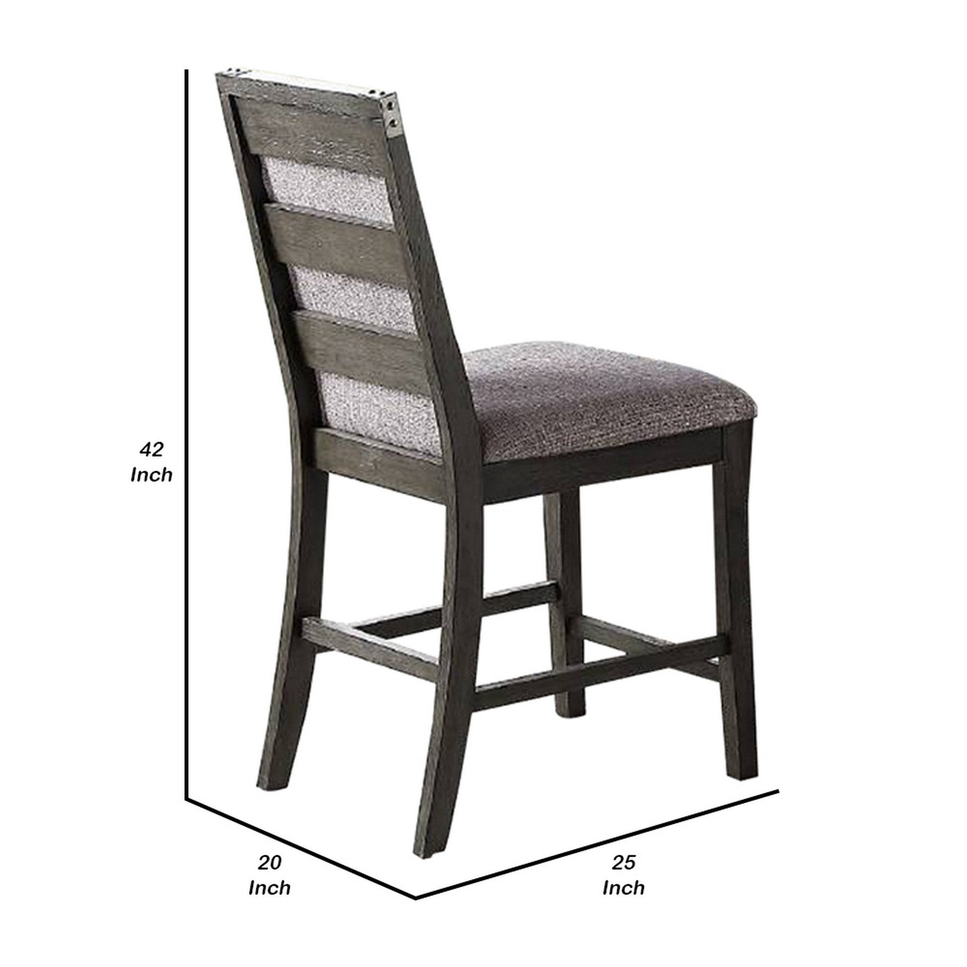 Benzara Gray Wooden High Chairs With Upholstered Seat And Backrest