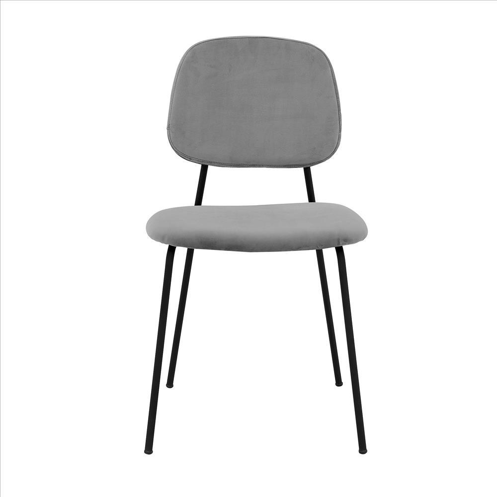 Benzara Gray and Black Metal and Leatherette Dining Chair