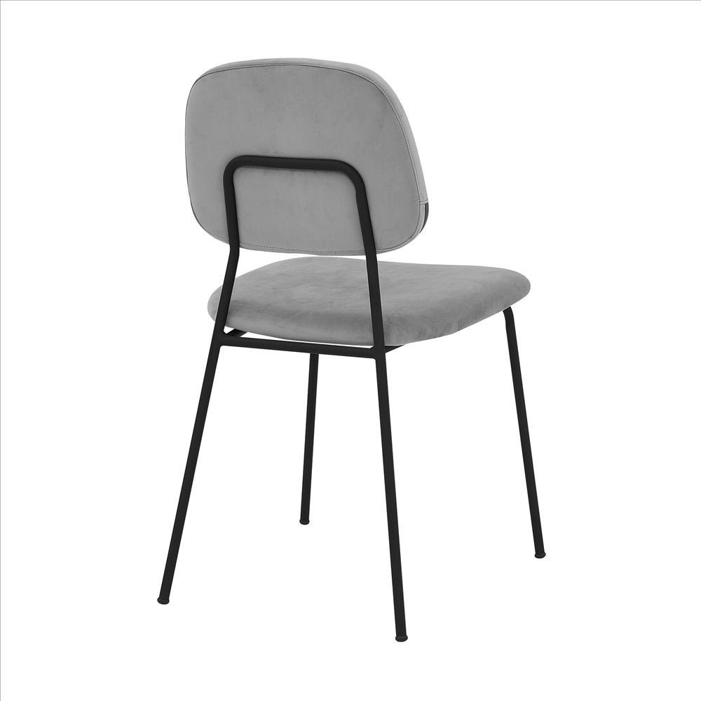 Benzara Gray and Black Metal and Leatherette Dining Chair