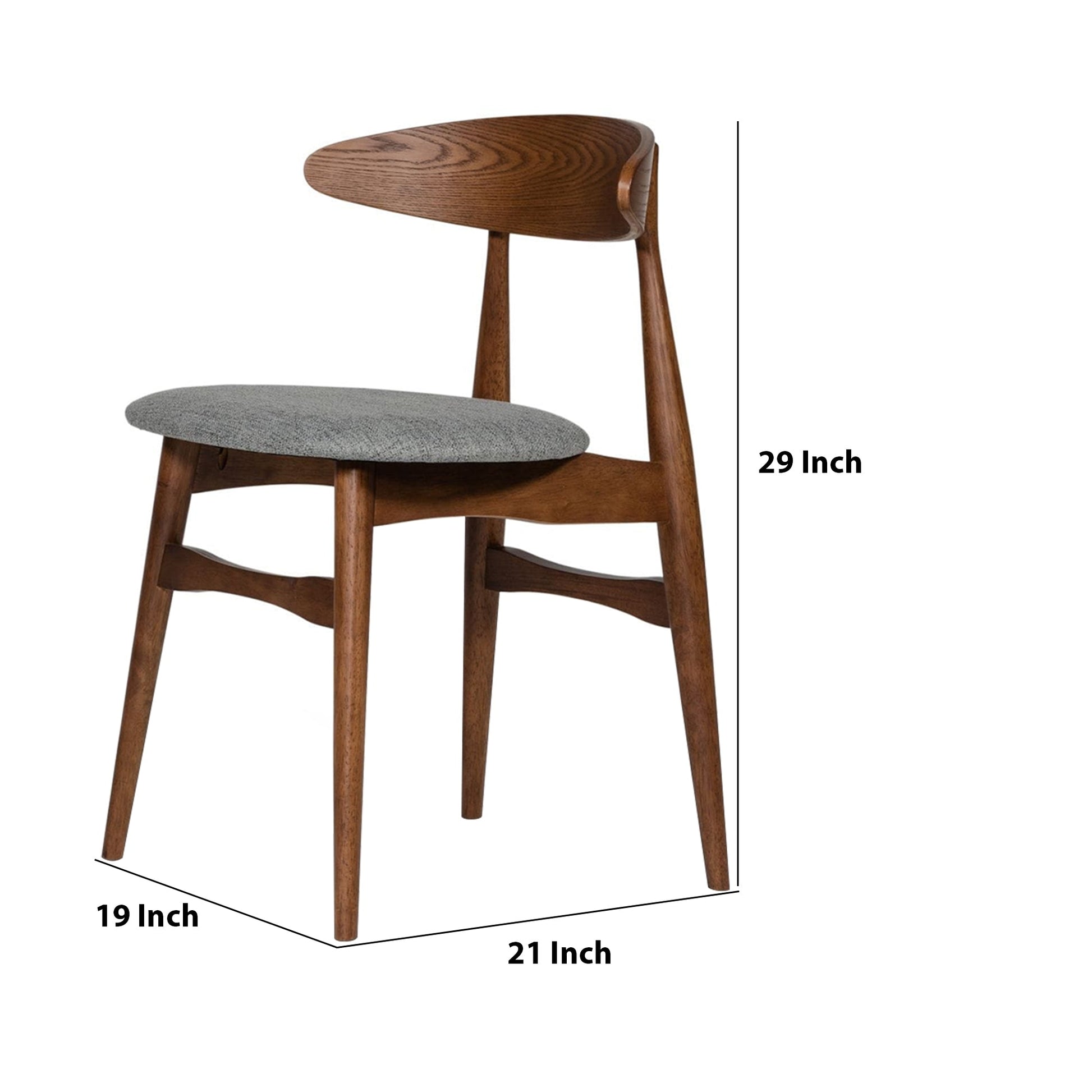 Benzara Gray and Brown Grained Wooden Dining Chair With Padded Seat Set of Two