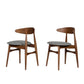 Benzara Gray and Brown Grained Wooden Dining Chair With Padded Seat Set of Two