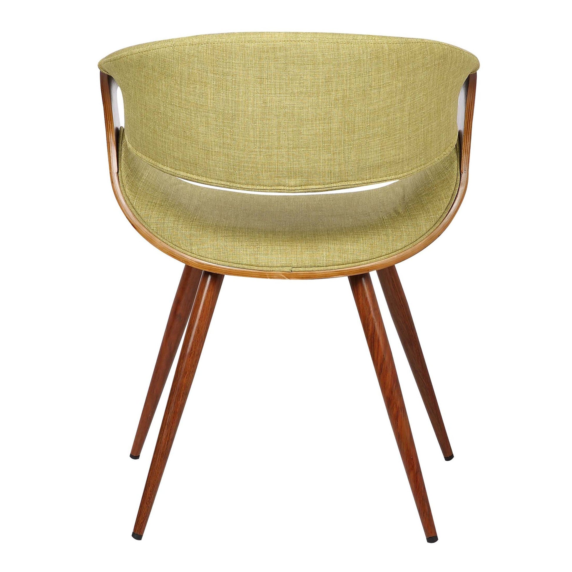 Benzara Green Curved Back Fabric Dining Chair With Round Brown Tapered Legs