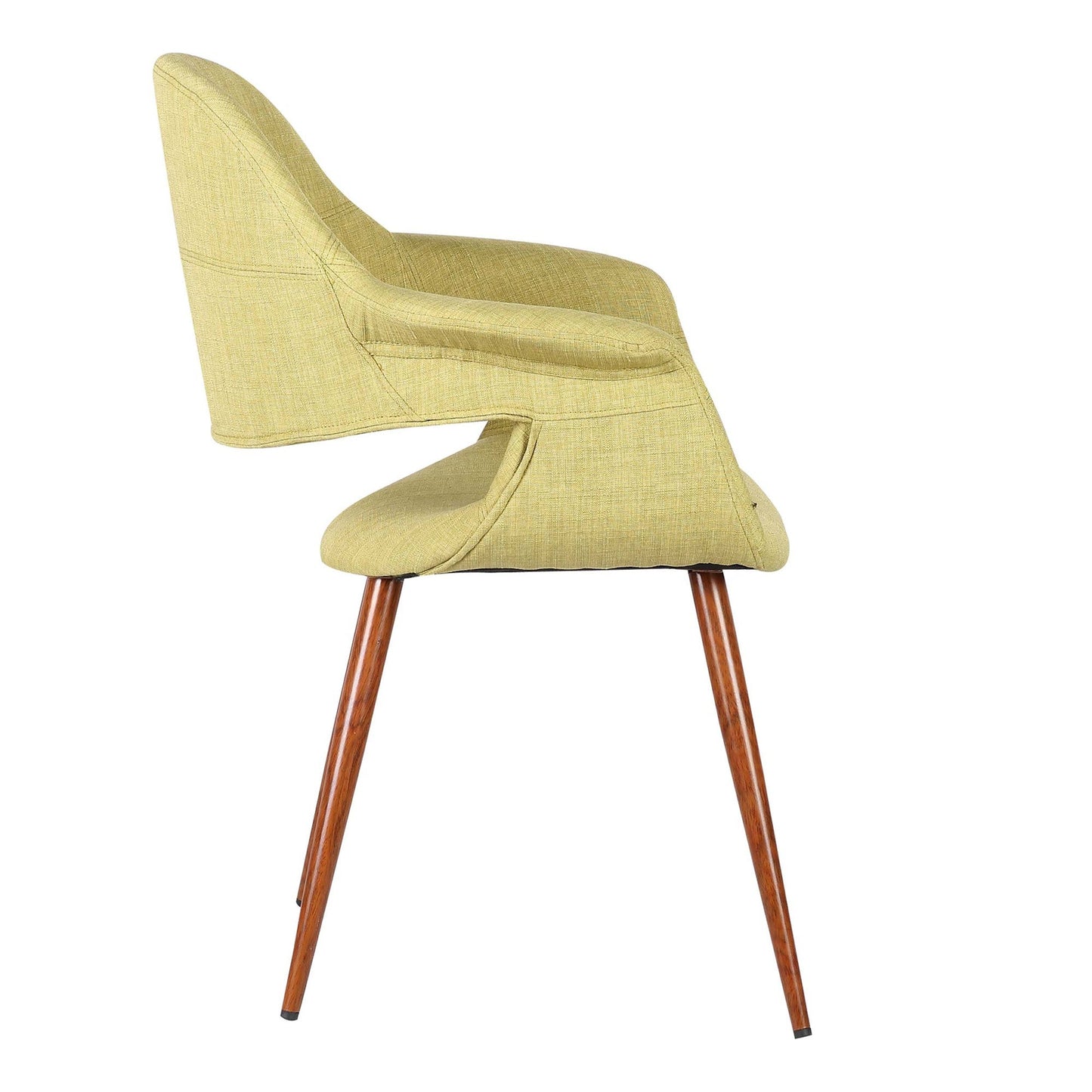 Benzara Green Fabric Mid Century Dining Chair With Round Brown Tapered Legs