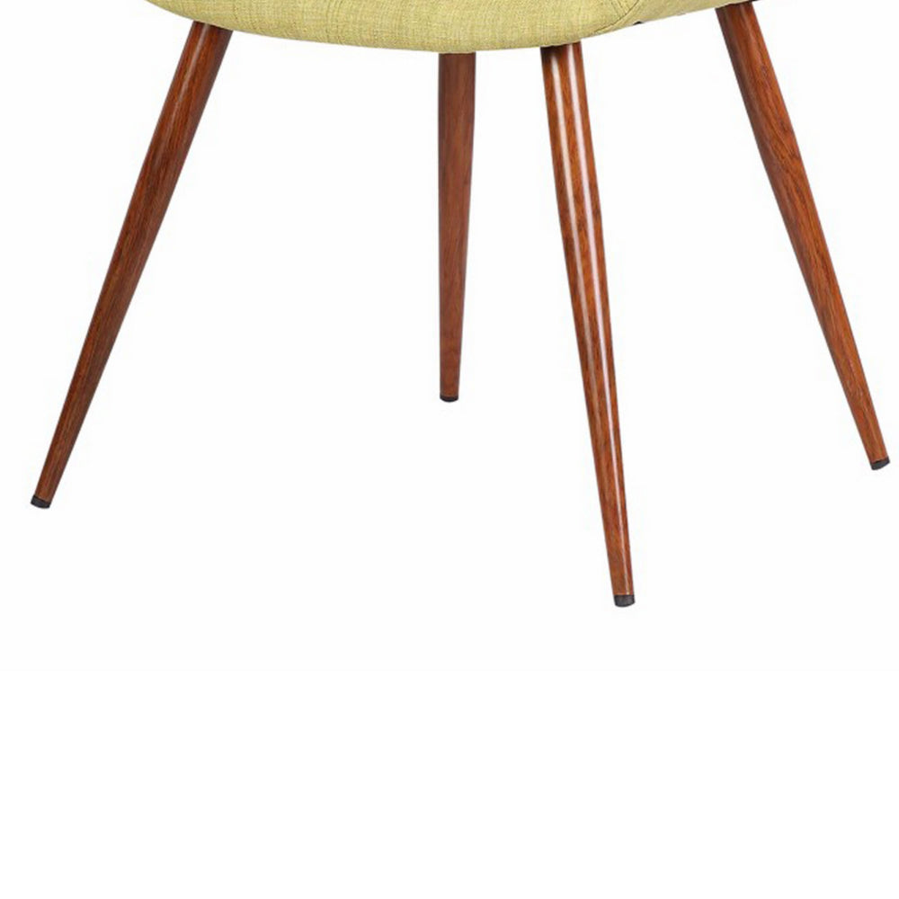 Benzara Green Fabric Mid Century Dining Chair With Round Brown Tapered Legs