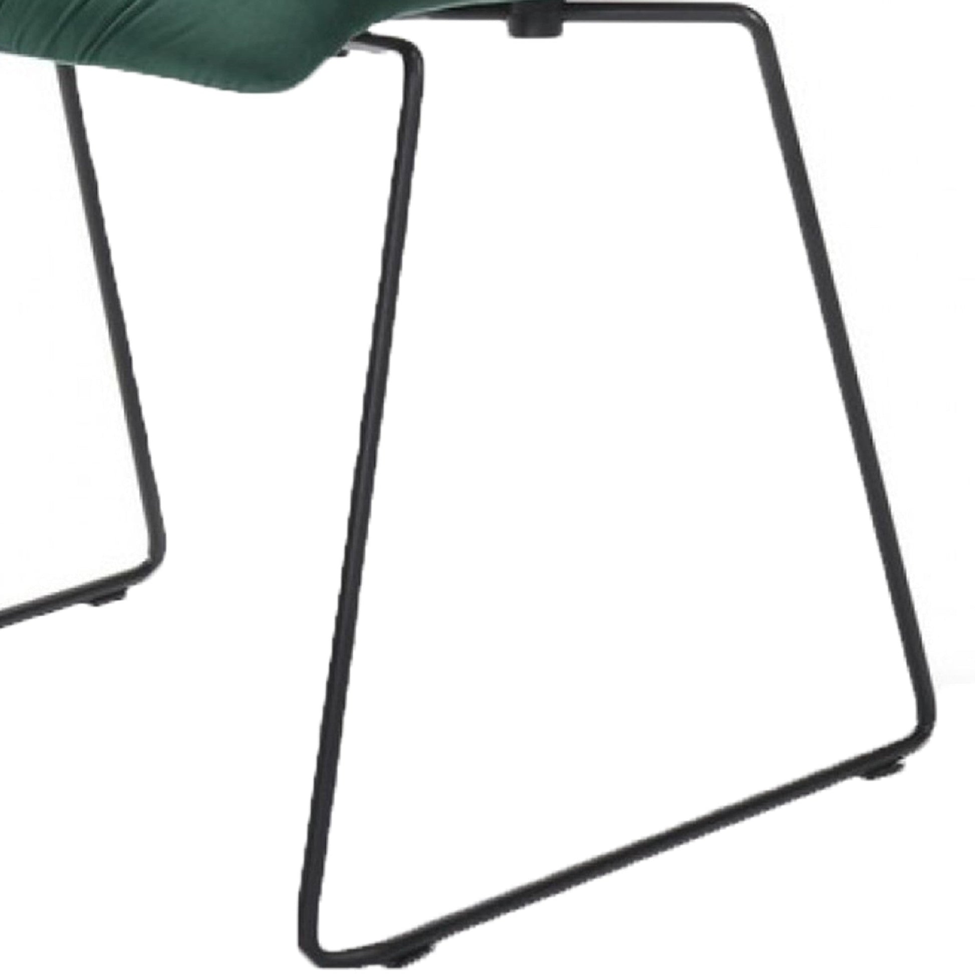 Benzara Green Fabric Tufted Metal Dining Chair With Sled Legs Support Set of Two