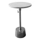 Benzara I457-AMC0022 Aluminum Frame Round Side Table With Marble Top and Adjustable Height, White and Silver