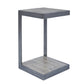 Benzara Metal Frame C Shape End Table With Wooden Top and Bottom, Antique Gray