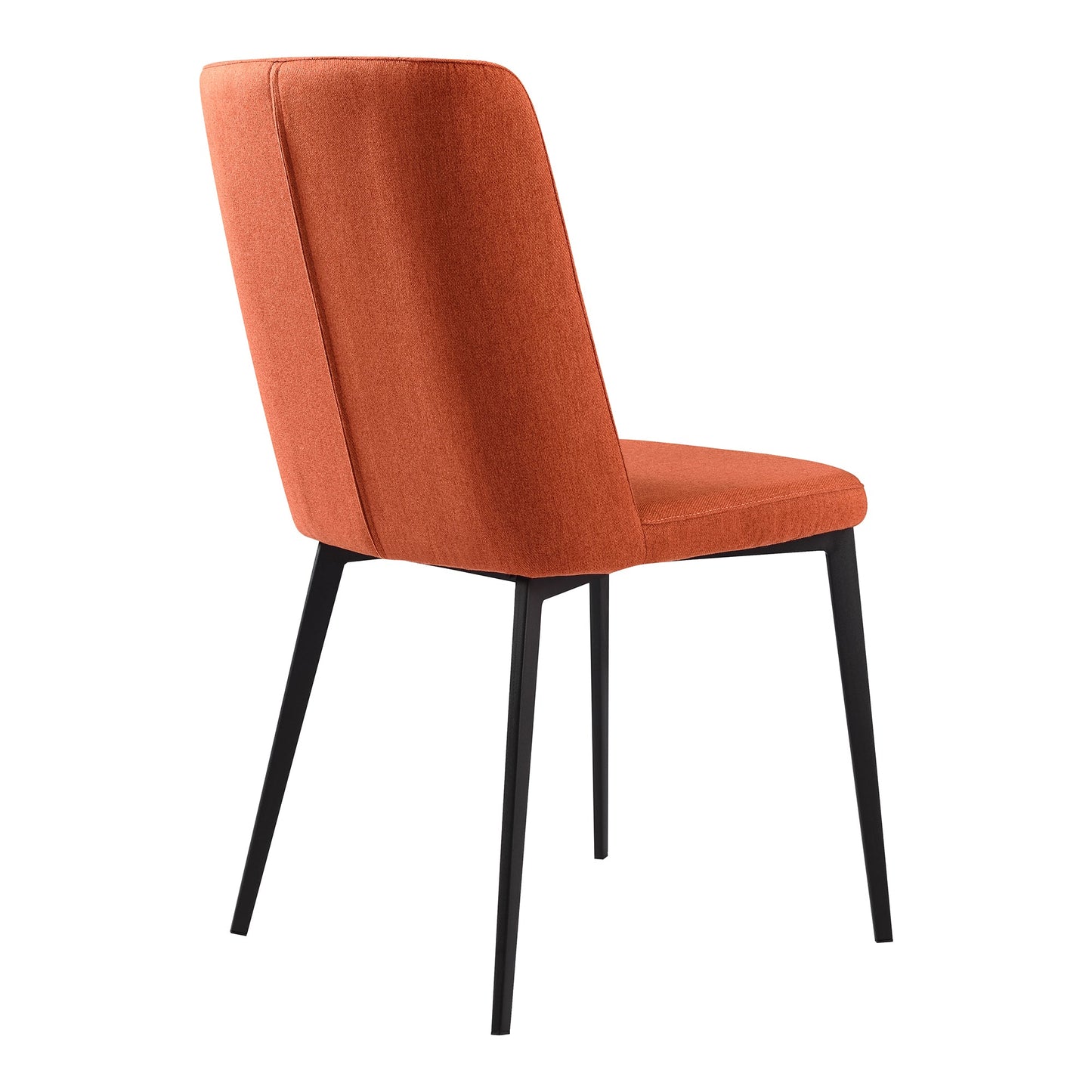 Benzara Orange Fabric Dining Chair With Vertically Stitched Backrest Set of Two