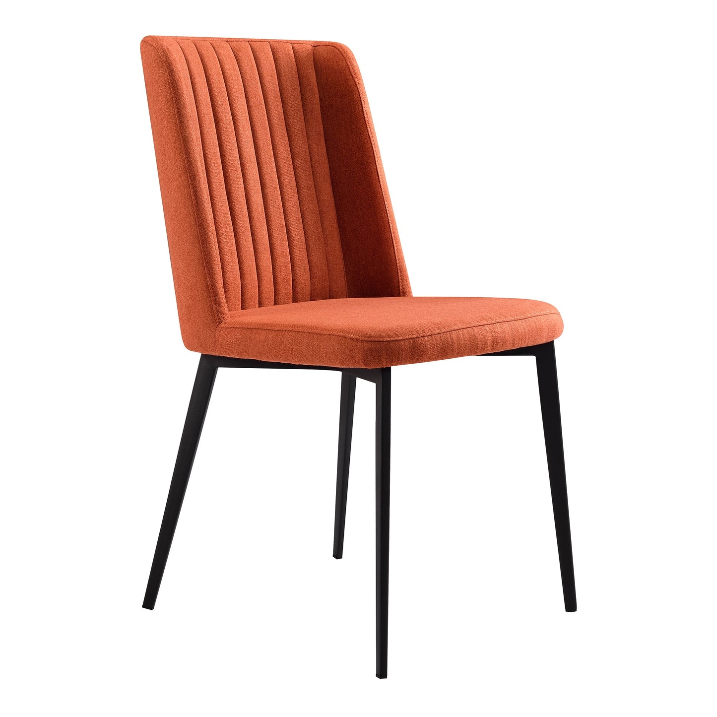 Benzara Orange Fabric Dining Chair With Vertically Stitched Backrest Set of Two