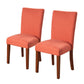 Benzara Orange Fabric Upholstered Parson Dining Chair With Brown Wooden Legs Set of Two