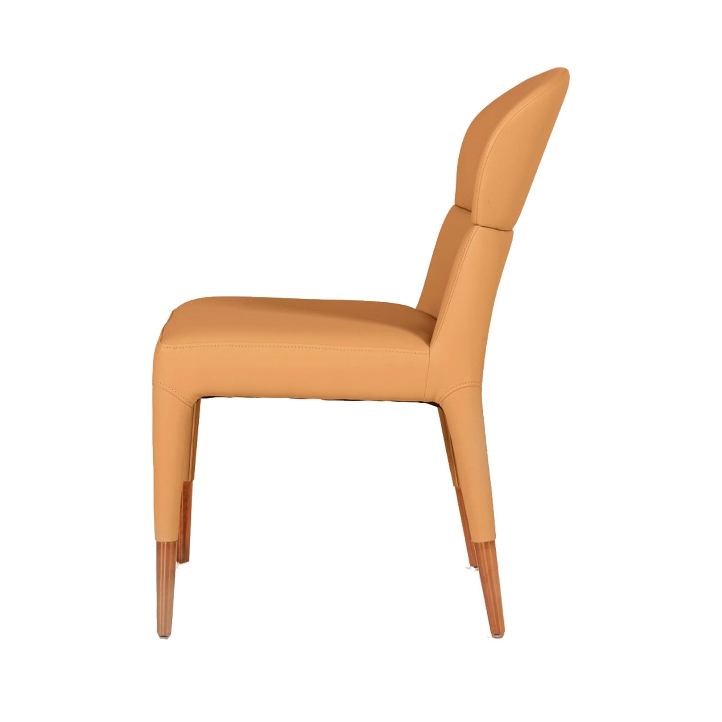 Benzara Orange Wooden Dining Chairs With Stitched Curved Backrest Set of Two