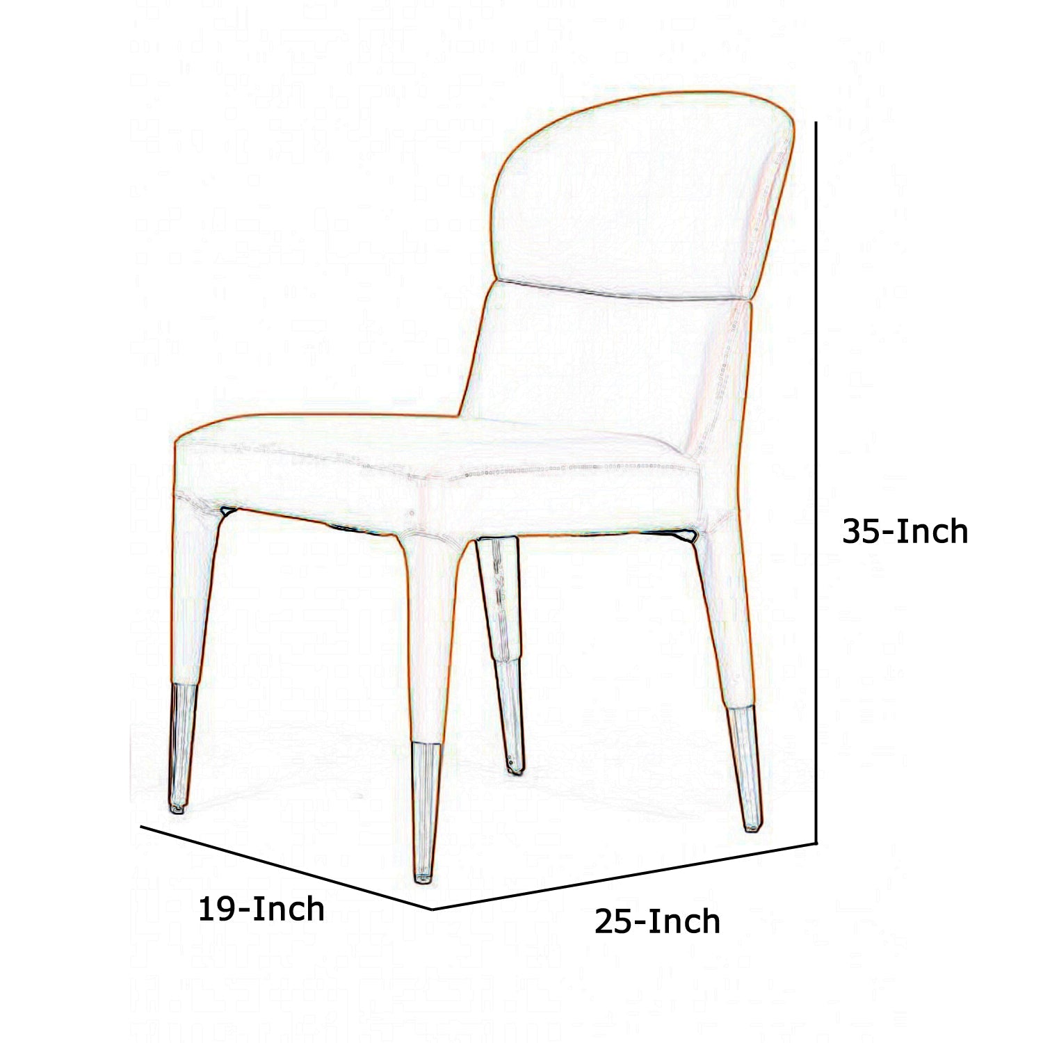 Benzara Orange Wooden Dining Chairs With Stitched Curved Backrest Set of Two