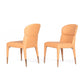 Benzara Orange Wooden Dining Chairs With Stitched Curved Backrest Set of Two