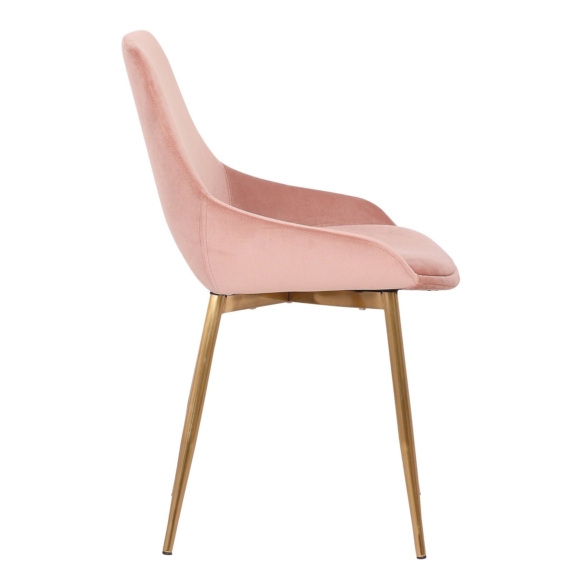 Benzara Pink Countered Fabric Upholstered Dining Chair With Sleek Metal Legs